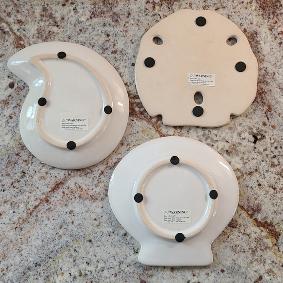 Coastal ivory seashell candle plates, set of 3 - Picture 9 of 10